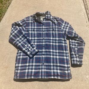 LL Bean Fleece Lined Flannel Jacket Button Down M